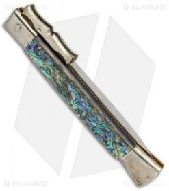 AGA Campolin 13" Bat Swinguard Diamond Automatic Knife Abalone (5.75" Dagger) -Gerbere Store AGA Campolin 13in Bat Swinguard Diamond Abalone Dagger BHQ 71954 jr side