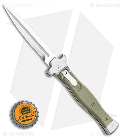 AGA Campolin Zero Dagger Leverlock Auto Knife G-10 Green (3.75" Satin) 4 AGA Campolin Zero Dagger Leverlock Auto Knife G-10 Green (3.75" Satin) - Image 4