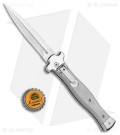 AGA Campolin Zero Dagger Leverlock Automatic Knife Aluminum (3.75" Tumbled) -Gerbere Store AGA Campolin Zero Gray Aluminum LL Dagger Tumbled AGA01ALP D BHQ 99915 jr bottlecap