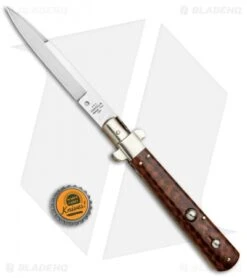 AGA Campolin 11" Frosolone Bayonet Stiletto Automatic Snake Wood (5" Satin) -Gerbere Store AGA Frosolone Snake Nickel 11in Bayo BP 29298 jr bottlecap