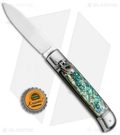 AKC Classic 8" Lever Lock Automatic Italian Knife Abalone (3.2" Polish Flat) -Gerbere Store AKC 8in LL Italian Auto Abalone Polish Flat BHQ 82042 jr bottlecap