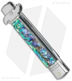 AKC Leverletto 8" Automatic Italian Stiletto Abalone (3.25" Damascus) 6 AKC Leverletto 8" Automatic Italian Stiletto Abalone (3.25" Damascus) -Gerbere Store AKC Swinguard 8in Italian Stiletto Abalone Damascus BHQ 77548 jr side