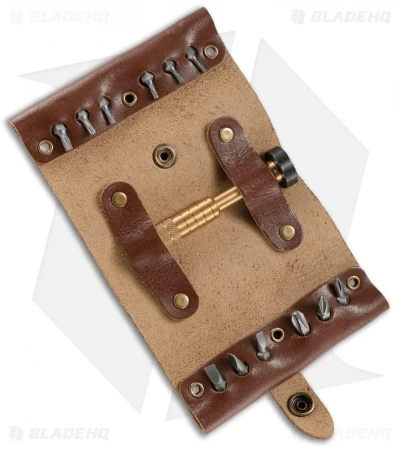 CRKT Wu Hex Bit Driver Tool Roll - Leather/Brass 9911 1 CRKT Wu Hex Bit Driver Tool Roll - Leather/Brass 9911