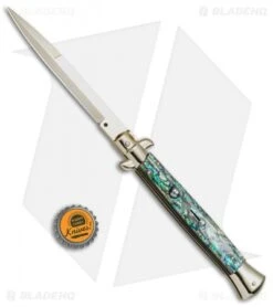 Frank B 11" Italian Stiletto Automatic Knife Abalone Gold (3.8" Gold Bayo) 7 Frank B 11" Italian Stiletto Automatic Knife Abalone Gold (3.8" Gold Bayo) -Gerbere Store Frank B 11in Auto Italian Stiletto Abalone Bayo Gold BHQ 82054 jr bottlecap
