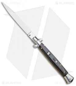 Frank B 11" Automatic Knife Italian Stiletto Sim Dark Horn (5" Spear Point)