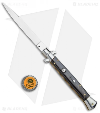 Frank B 11" Automatic Knife Italian Stiletto Sim Dark Horn (5" Spear Point) 4 Frank B 11" Automatic Knife Italian Stiletto Sim Dark Horn (5" Spear Point) - Image 4