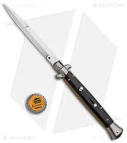 Frank B 11" Italian Stiletto Bayonet Automatic Knife Ebony Wood (5" Satin) 7 Frank B 11" Italian Stiletto Bayonet Automatic Knife Ebony Wood (5" Satin) -Gerbere Store Frank B 11in Italian Stiletto Bayonet Ebony Auto BHQ 90002 jr bottlecap
