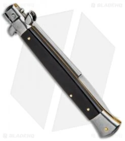 Frank B 11" Italian Stiletto Bayonet Automatic Knife Ebony Wood (5" Satin) 6 Frank B 11" Italian Stiletto Bayonet Automatic Knife Ebony Wood (5" Satin) -Gerbere Store Frank B 11in Italian Stiletto Bayonet Ebony Auto BHQ 90002 jr side