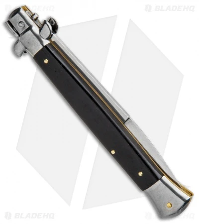 Frank B 11" Italian Stiletto Bayonet Automatic Knife Ebony Wood (5" Satin) 3 Frank B 11" Italian Stiletto Bayonet Automatic Knife Ebony Wood (5" Satin) - Image 3