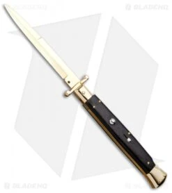 Frank B 11" Italian Stiletto Bayo Knife Swinguard Gold Plated/ Ebony (5" Gold)