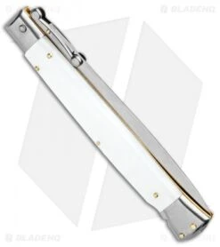 Frank B 11" Italian Stiletto Swinguard Dagger Knife Pearlex (5" Satin) 6 Frank B 11" Italian Stiletto Swinguard Dagger Knife Pearlex (5" Satin) -Gerbere Store Frank B 11in Italian Stiletto Swinguard White Pearlex Dagger Satin GX 33587 jr side