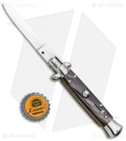 Frank B 7.5" Italian Stiletto Automatic Knife Dark Horn (3.25" Polish) 7 Frank B 7.5" Italian Stiletto Automatic Knife Dark Horn (3.25" Polish) -Gerbere Store Frank B 7.5in Italian Stietto Dark Horn Auto Polish GX 33831 jr bottlecap
