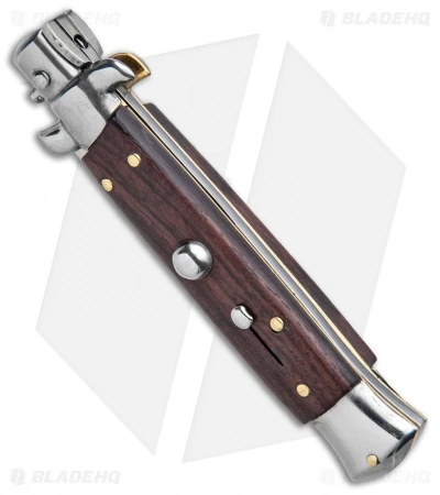 Frank B 7.5" Italian Stiletto Kris Automatic Knife Dark Wood (3.25" Polish) 2 Frank B 7.5" Italian Stiletto Kris Automatic Knife Dark Wood (3.25" Polish) - Image 2