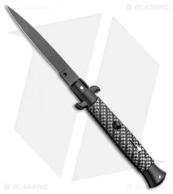 Frank B 9" Italian Stiletto Automatic Knife Sim Carbon Fiber (4" Black)