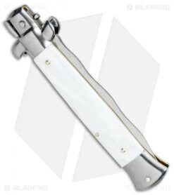 Frank B 9" Italian Stiletto Kris Knife Pearlex (4" Satin) -Gerbere Store Frank B 9in Pearlex Stiletto Kriss Satin BP 6580 jr side