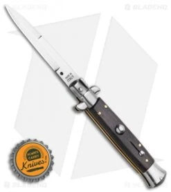 Frank B. 7.5" Italian Stiletto Palisander Wood Automatic Knife - Polish Bayonet -Gerbere Store Frank B. 8 Italian Stiletto Palisander Wood Automatic Knife Polish Bayonet BHQ 118535 LS Bottlecap