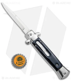 9" Mago Stiletto OTF Automatic Knife Black Marble Acrylic (3.75" Polished) Bayo -Gerbere Store Mago 9in Black Marble Acrylic Stiletto OTF Auto Bayo Polished Plain GX 38925 jr bottlecap