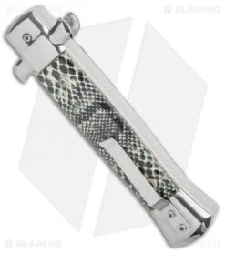 9" Italian Stiletto OTF Automatic Knife Cottonmouth (3.8" Satin) -Gerbere Store Mago 9in Cottonmouth Italian Stiletto OTF Auto Satin GX 33807 jr side