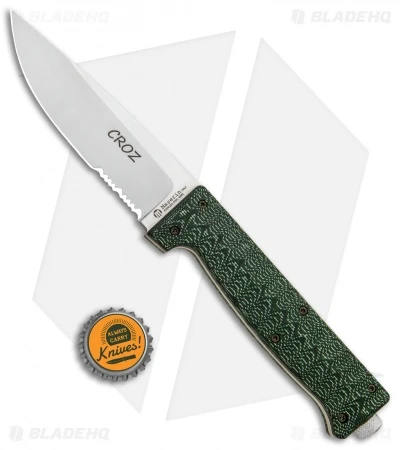 Maserin Croz Fixed Blade Hunting Knife Green Micarta (4.3" Satin Serr) 4 Maserin Croz Fixed Blade Hunting Knife Green Micarta (4.3" Satin Serr) - Image 4