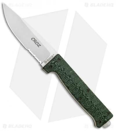 Maserin Croz Fixed Blade Hunting Knife Green Micarta (4.3" Satin Serr) 1 Maserin Croz Fixed Blade Hunting Knife Green Micarta (4.3" Satin Serr)
