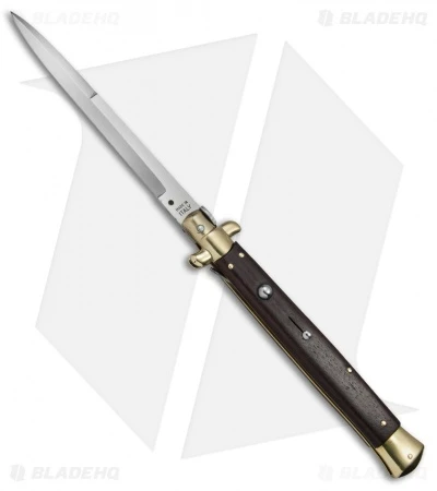 SKM 13" Italian Stiletto Automatic Knife Hardwood/Brass (5.7" Satin Bayonet) 1 SKM 13" Italian Stiletto Automatic Knife Hardwood/Brass (5.7" Satin Bayonet)