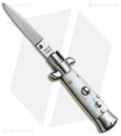 SKM 4.5" Italian Mini Stiletto Automatic Knife White Pearlex (Swedge)