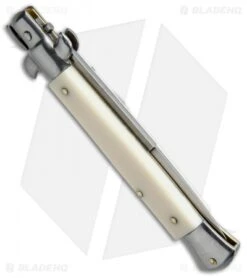 SKM 9" Italian Stiletto Automatic Knife Sim Ivory (3.8" Satin Bayonet) -Gerbere Store SKM AB 9in Stiletto Sim Ivory Bayonet BP 2656 jr side