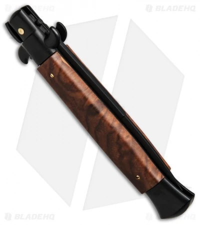 SKM 9" Italian Stiletto Automatic Knife Sim Briar Wood (3.8" Black Bayonet) 3 SKM 9" Italian Stiletto Automatic Knife Sim Briar Wood (3.8" Black Bayonet) - Image 3