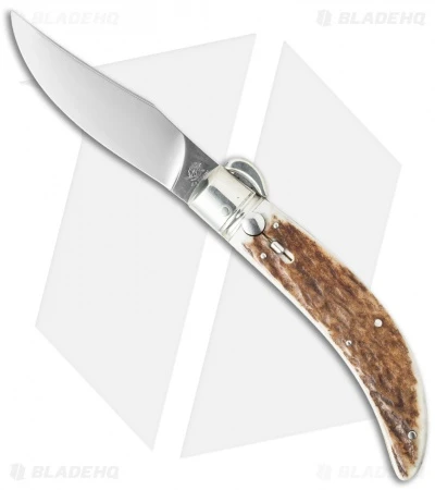 Lepre 9" Sicilian Picklock Automatic Knife Stag Horn (3.7" Satin) 1 Lepre 9" Sicilian Picklock Automatic Knife Stag Horn (3.7" Satin)