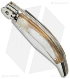 AGA Campolin Diana Lever Lock Automatic Knife Honey Horn (3.75" Satin) -Gerbere Store aga diana leverlock honey horn bottom cm