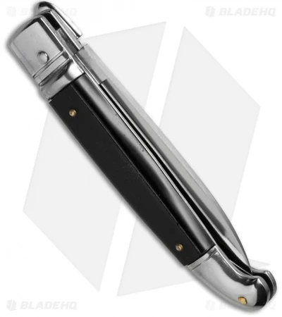 SKM 8" Fancy Lever Lock Automatic Knife Black Pearlex (3.2" Satin Flat) 2 SKM 8" Fancy Lever Lock Automatic Knife Black Pearlex (3.2" Satin Flat) - Image 2