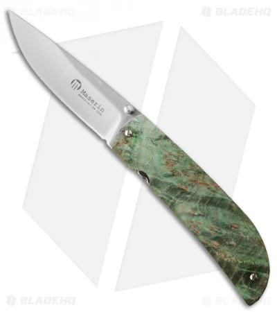 Maserin Atti Liner Lock Knife Green Burl (2.75" Satin) 389/RV 1 Maserin Atti Liner Lock Knife Green Burl (2.75" Satin) 389/RV