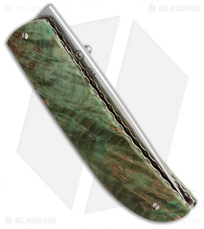 Maserin Atti Liner Lock Knife Green Burl (2.75" Satin) 389/RV 2 Maserin Atti Liner Lock Knife Green Burl (2.75" Satin) 389/RV - Image 2