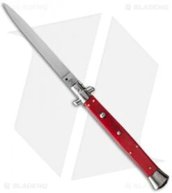SKM 13" Italian Stiletto Automatic Knife Red Pearlex (5.7" Satin Flat)