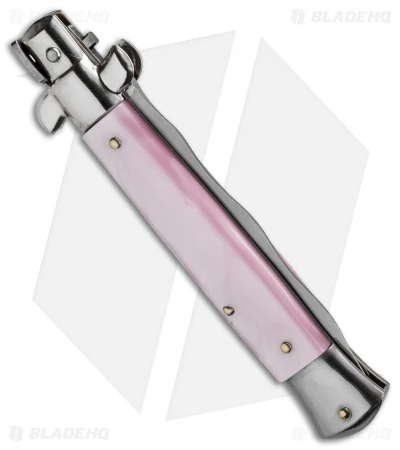 SKM 9" Italian Stiletto Automatic Knife Pink Pearlex (3.8" Satin Kriss) 2 SKM 9" Italian Stiletto Automatic Knife Pink Pearlex (3.8" Satin Kriss) - Image 2