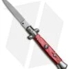 SKM 8" Italian Stiletto Automatic Knife Red Pearlex (3.3" Satin Flat)