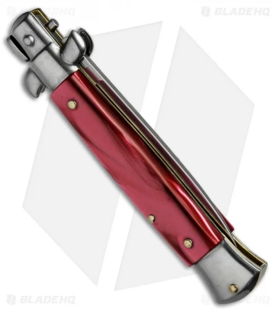 SKM 8" Italian Stiletto Automatic Knife Red Pearlex (3.3" Satin Flat) 3 SKM 8" Italian Stiletto Automatic Knife Red Pearlex (3.3" Satin Flat) - Image 3