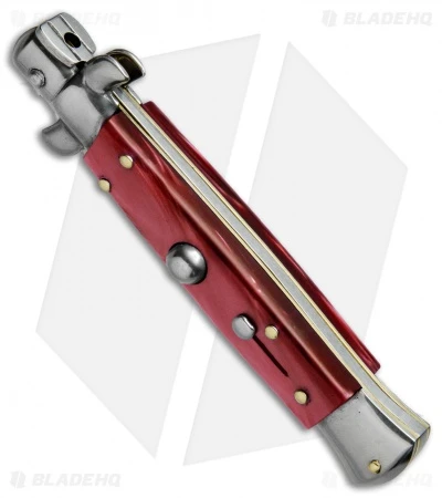 SKM 8" Italian Stiletto Automatic Knife Red Pearlex (3.3" Satin Flat) 2 SKM 8" Italian Stiletto Automatic Knife Red Pearlex (3.3" Satin Flat) - Image 2