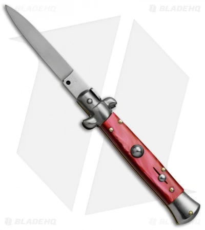 SKM 8" Italian Stiletto Automatic Knife Red Pearlex (3.3" Satin Flat) 1 SKM 8" Italian Stiletto Automatic Knife Red Pearlex (3.3" Satin Flat)