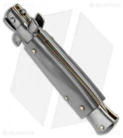 SKM 7" Italian Stiletto Automatic Knife Gray Pearlex (3" Satin Dagger) -Gerbere Store skm stilettos 7in grey pearl flat BP 18076 dl side
