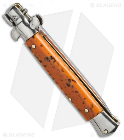 SKM 9" Italian Stiletto Automatic Knife Coral Acrylic (4" Satin Flat) BMM 2 SKM 9" Italian Stiletto Automatic Knife Coral Acrylic (4" Satin Flat) BMM - Image 2