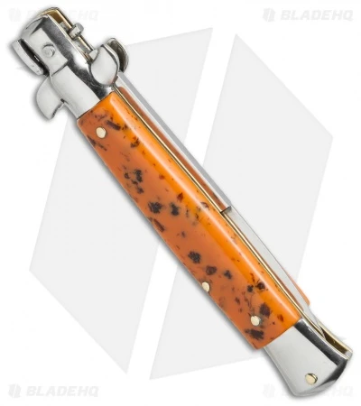 SKM 9" Italian Stiletto Automatic Knife Coral Acrylic (4" Satin Bayonet) 2 SKM 9" Italian Stiletto Automatic Knife Coral Acrylic (4" Satin Bayonet) - Image 2